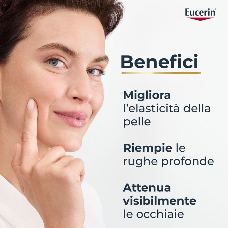 Primo piano di Eucerin Hyaluron Filler Elasticity Crema Contorno Occhi Spf15 15ml