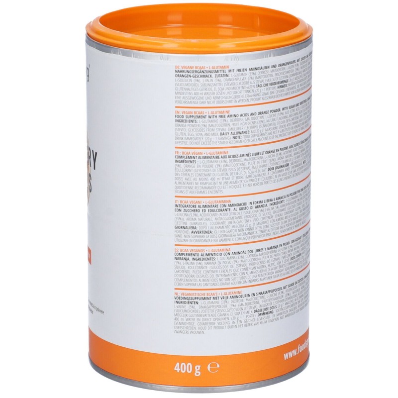 Aspetto del prodotto Foodspring Recovery Aminos Integratore Post Workout Gusto Arancia 400g Aspetto del prodotto Foodspring Recovery Aminos Integratore Post Workout Gusto Arancia 400g