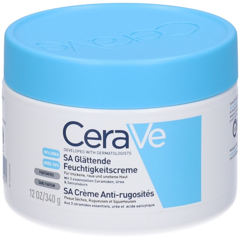 Confezione sigillata di CeraVe SA Crema Levigante 10% Urea Pelli Molto Secche, Ruvide e Screpolate Flacone 340g Confezione sigillata di CeraVe SA Crema Levigante 10% Urea Pelli Molto Secche, Ruvide e Screpolate Flacone 340g
