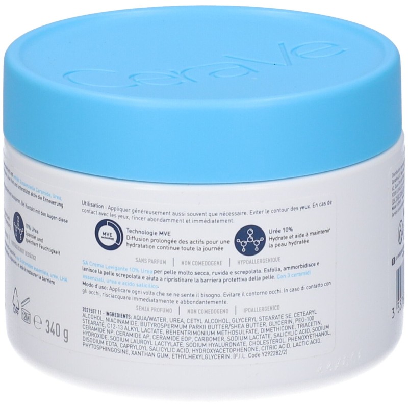 Aspetto del prodotto CeraVe SA Crema Levigante 10% Urea Pelli Molto Secche, Ruvide e Screpolate Flacone 340g Aspetto del prodotto CeraVe SA Crema Levigante 10% Urea Pelli Molto Secche, Ruvide e Screpolate Flacone 340g