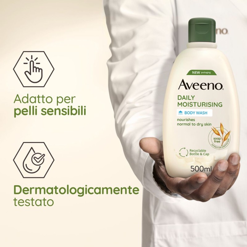 Vista del prodotto Aveeno Bagnodoccia Corpo Idratante Pelle Normale e Secca 500ml Vista del prodotto Aveeno Bagnodoccia Corpo Idratante Pelle Normale e Secca 500ml