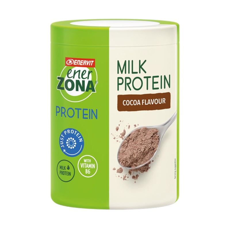 Pack ufficiale del prodotto Enerzona Milk Protein Cocoa per Massa Muscolare 230g