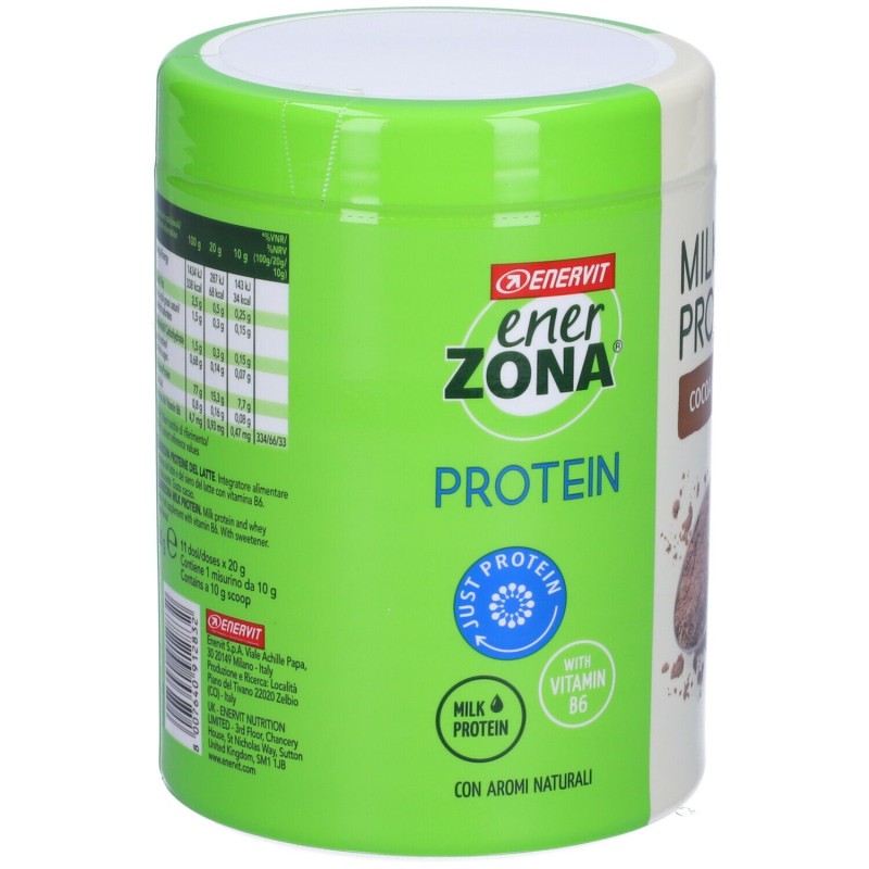 Scatola integra del prodotto Enerzona Milk Protein Cocoa per Massa Muscolare 230g