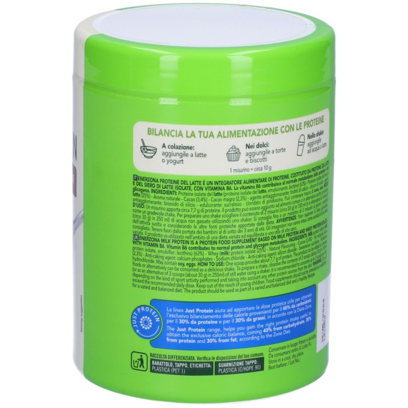 Scatola originale del prodotto Enerzona Milk Protein Cocoa per Massa Muscolare 230g