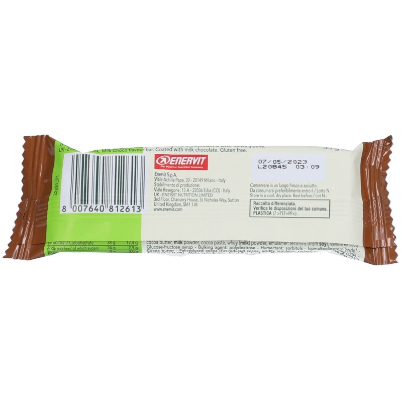 Confezione commerciale diEnerzona Snack Milk Choco per Alimentazione Equilibrata Barretta da 33 g Confezione commerciale diEnerzona Snack Milk Choco per Alimentazione Equilibrata Barretta da 33 g