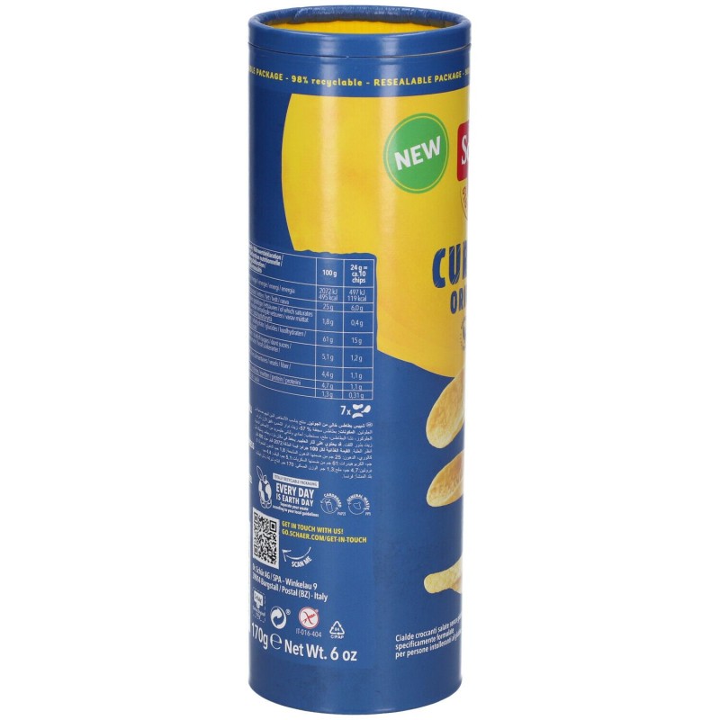 Scatola integra del prodotto Schar Curvies Original Patatine Senza Glutine Gusto Classico 170gr