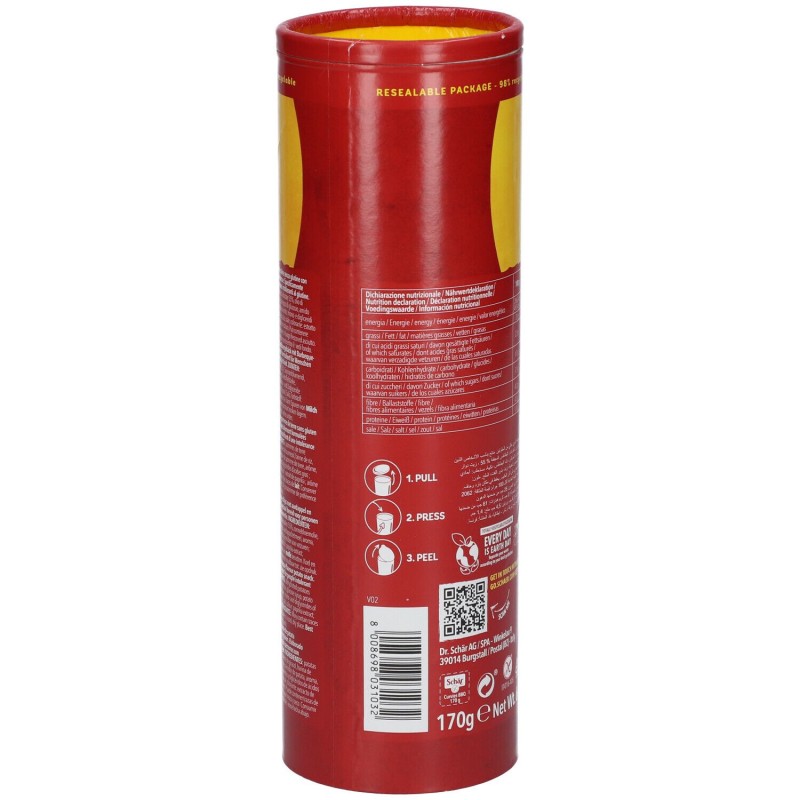 Packaging integro del prodotto Schar Curvies BBQ Patatine Senza Glutine Gusto Barbecue 170gr