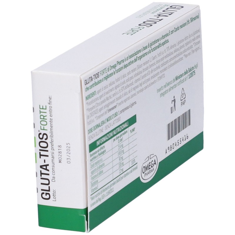 Confezione sigillata di Omega Pharma Gluta-Tios Forte Integratore per il Fegato 30 Compresse Confezione sigillata di Omega Pharma Gluta-Tios Forte Integratore per il Fegato 30 Compresse