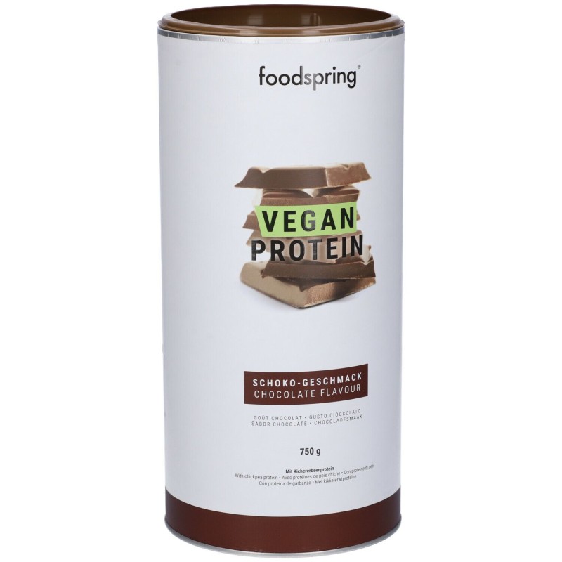 Foto ravvicinata di Foodspring Vegan Protein Cioccolato per Massa Muscolare 750g Foto ravvicinata di Foodspring Vegan Protein Cioccolato per Massa Muscolare 750g