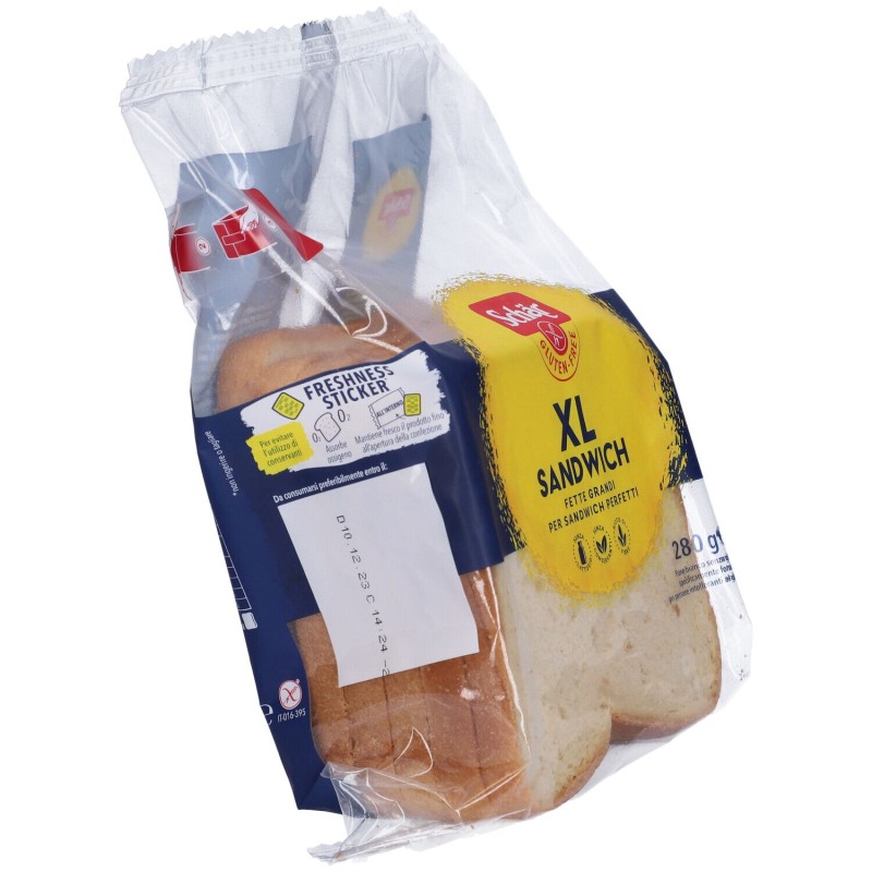 Presentazione grafica di Schär XL Sandwich Pane Bianco Senza Lattosio per Intolleranze 280 g Presentazione grafica di Schär XL Sandwich Pane Bianco Senza Lattosio per Intolleranze 280 g