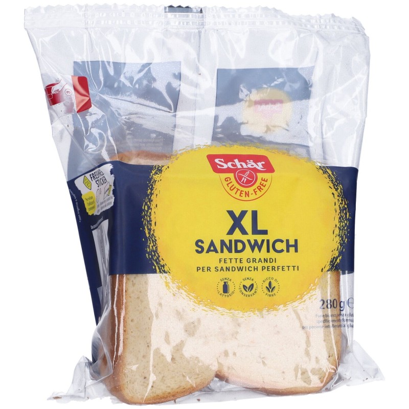 Scatola integra del prodotto Schär XL Sandwich Pane Bianco Senza Lattosio per Intolleranze 280 g Scatola integra del prodotto Schär XL Sandwich Pane Bianco Senza Lattosio per Intolleranze 280 g