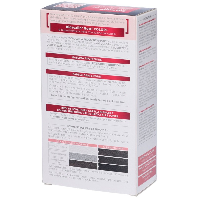 Confezione sigillata di Bioscalin Nutricolor+ Tinta per Capelli Delicata 3 Castano Scuro