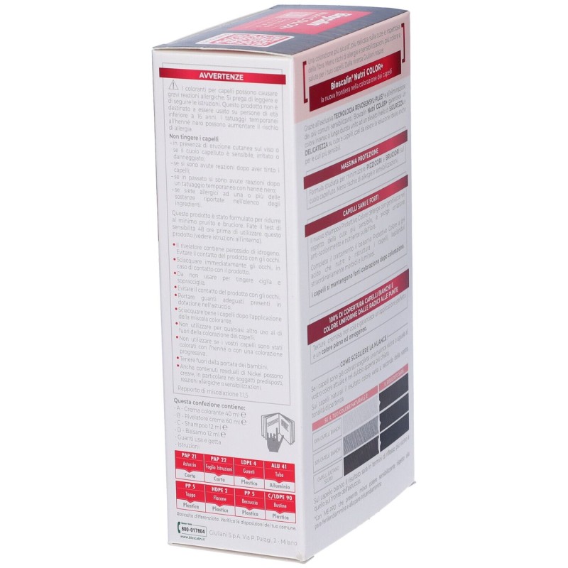 Pack ufficiale del prodotto Bioscalin Nutricolor+ Tinta per Capelli Delicata 3 Castano Scuro