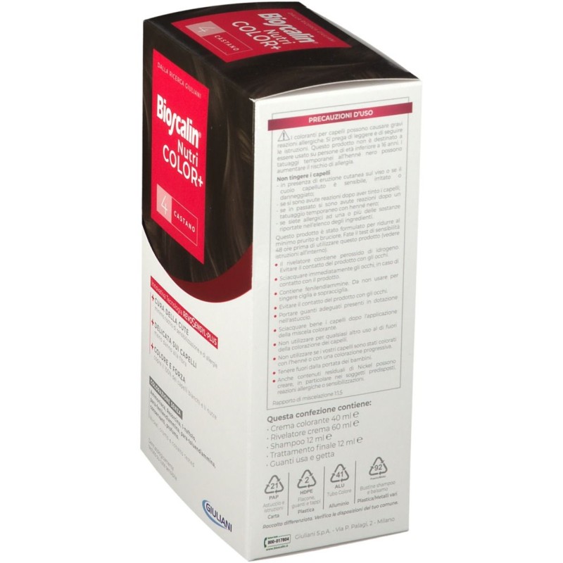 Visualizzazione chiara di Bioscalin Nutricolor+ Tinta per Capelli Delicata 4 Castano Medio