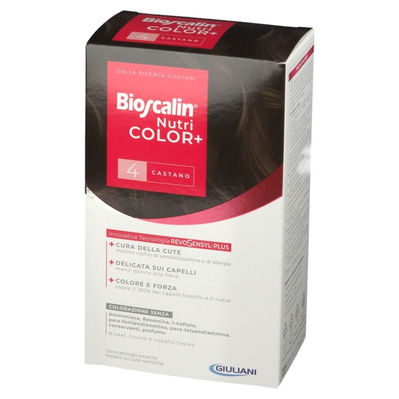 Confezione commerciale diBioscalin Nutricolor+ Tinta per Capelli Delicata 4 Castano Medio