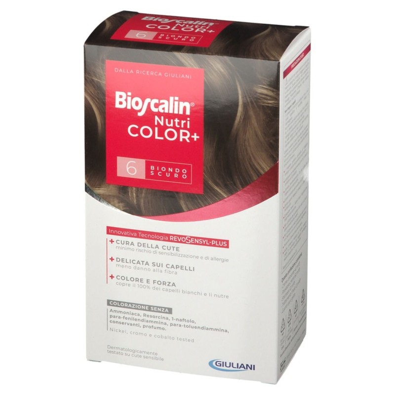 Scatola originale del prodotto Bioscalin Nutricolor+ Tinta per Capelli Delicata 6 Biondo Scuro Scatola originale del prodotto Bioscalin Nutricolor+ Tinta per Capelli Delicata 6 Biondo Scuro