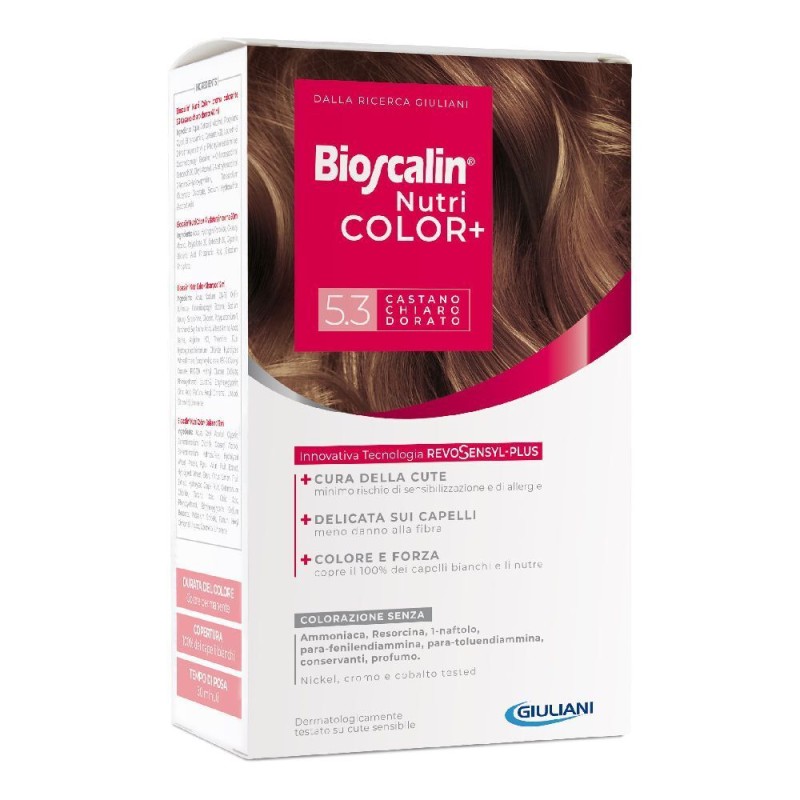 Packaging integro del prodotto Bioscalin Nutricolor+ Tinta per Capelli Delicata 5.3 Castano Chiaro Dorato Packaging integro del prodotto Bioscalin Nutricolor+ Tinta per Capelli Delicata 5.3 Castano Chiaro Dorato