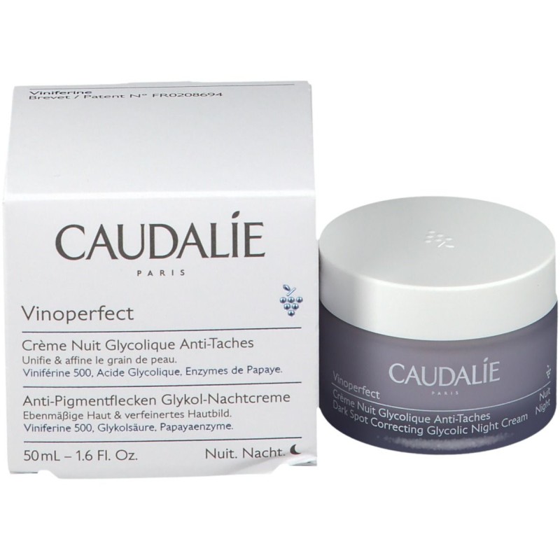 Scatola integra del prodotto Caudalie Vinoperfect Crema Notte Acido Glicolico 50ml