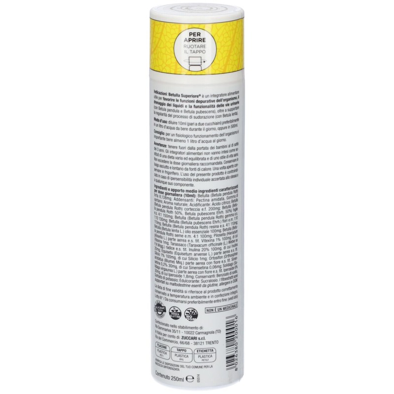 Scatola originale del prodotto Zuccari Betulla Superiore Integratore per Vie Urinarie 250ml Scatola originale del prodotto Zuccari Betulla Superiore Integratore per Vie Urinarie 250ml