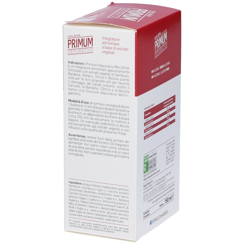 Confezione sigillata di Specchiasol Primum Depurativo Mini Drink 15 Bustine Liquide Gusto Ciliegia Confezione sigillata di Specchiasol Primum Depurativo Mini Drink 15 Bustine Liquide Gusto Ciliegia