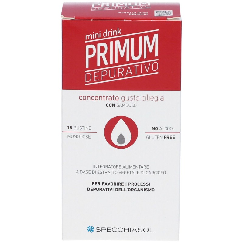 Pack ufficiale del prodotto Specchiasol Primum Depurativo Mini Drink 15 Bustine Liquide Gusto Ciliegia Pack ufficiale del prodotto Specchiasol Primum Depurativo Mini Drink 15 Bustine Liquide Gusto Ciliegia