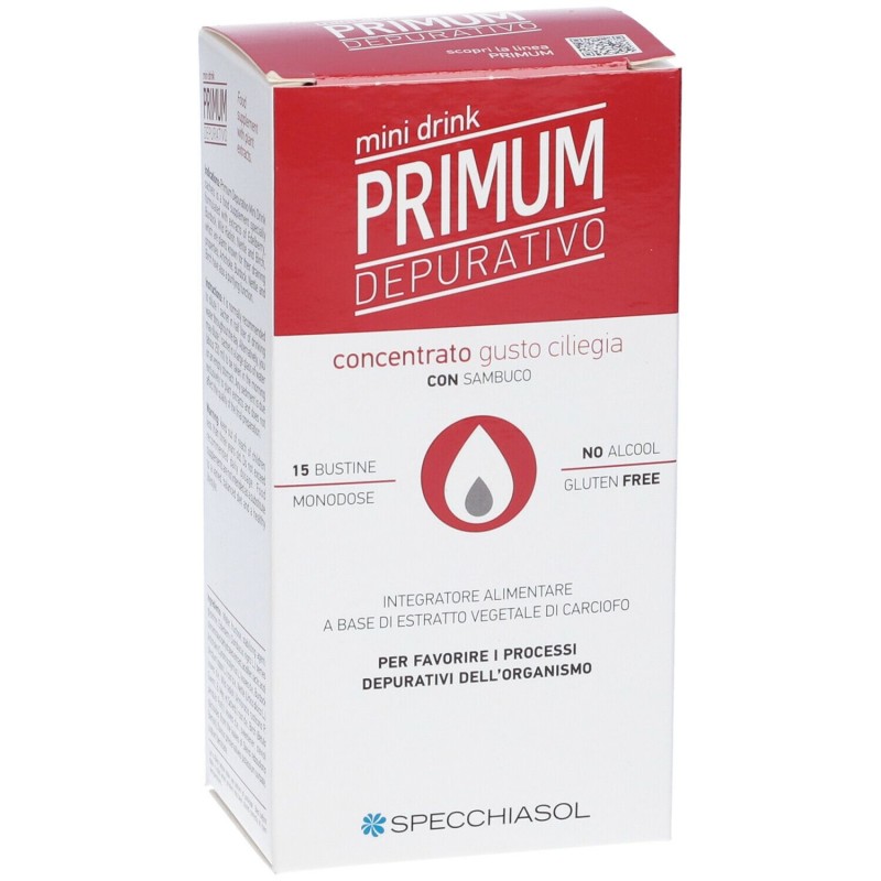 Aspetto del prodotto Specchiasol Primum Depurativo Mini Drink 15 Bustine Liquide Gusto Ciliegia Aspetto del prodotto Specchiasol Primum Depurativo Mini Drink 15 Bustine Liquide Gusto Ciliegia