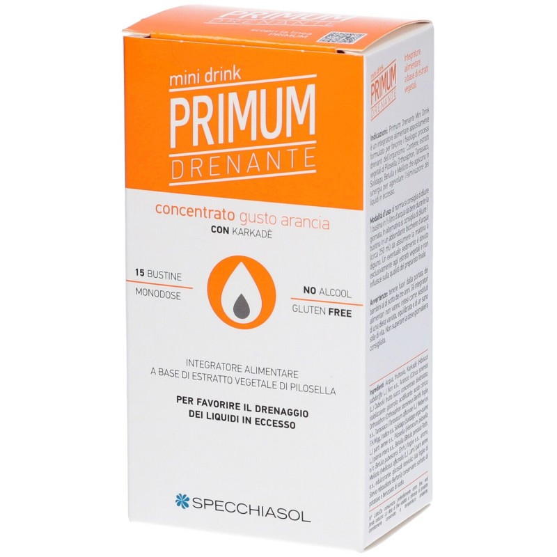Foto ravvicinata di Specchiasol Primum Drenante Mini Drink Integratore Drenante 15 Bustine Gusto Arancia Foto ravvicinata di Specchiasol Primum Drenante Mini Drink Integratore Drenante 15 Bustine Gusto Arancia