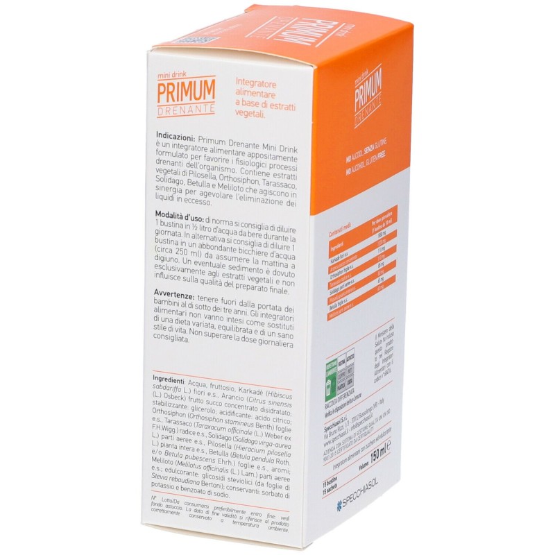 Immagine reale di Specchiasol Primum Drenante Mini Drink Integratore Drenante 15 Bustine Gusto Arancia Immagine reale di Specchiasol Primum Drenante Mini Drink Integratore Drenante 15 Bustine Gusto Arancia