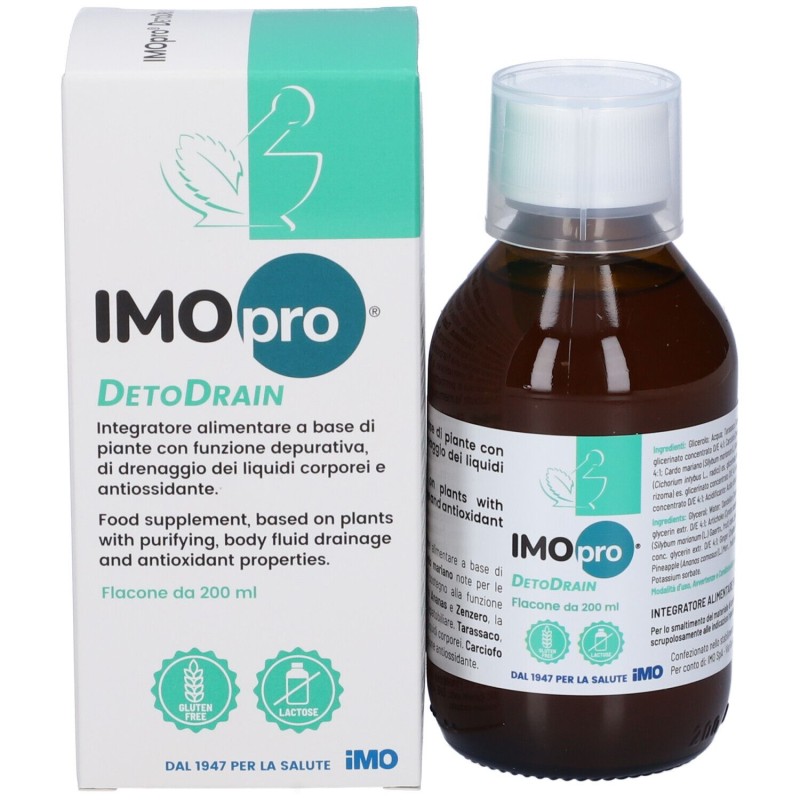 Scatola integra del prodotto IMOpro Detodrain Integratore per Drenaggio Corporeo 200ml Scatola integra del prodotto IMOpro Detodrain Integratore per Drenaggio Corporeo 200ml