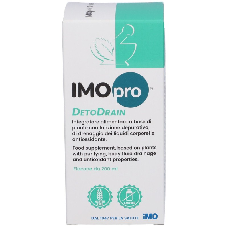 Foto esplicativa di IMOpro Detodrain Integratore per Drenaggio Corporeo 200ml Foto esplicativa di IMOpro Detodrain Integratore per Drenaggio Corporeo 200ml