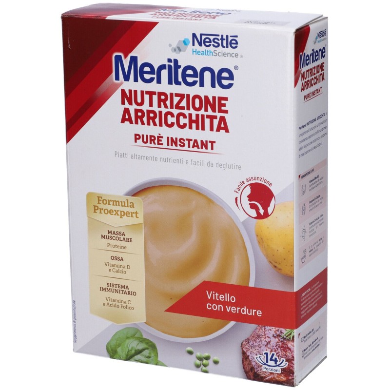 Immagine reale di Meritene Purè Instant Vitello con Verdure per Difficoltà di Masticazione 1 kg