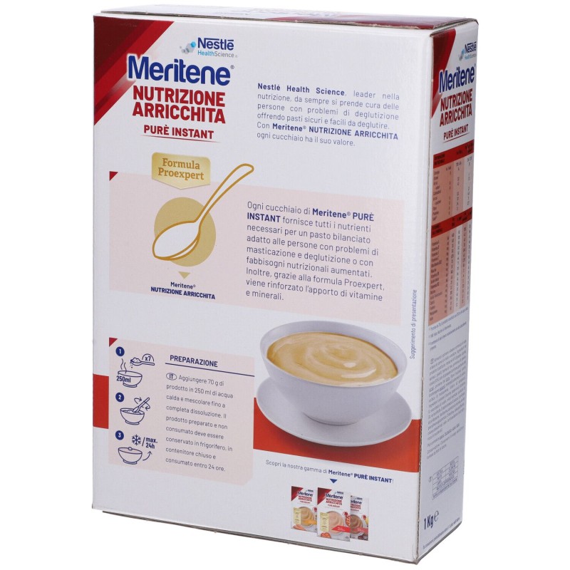 Primo piano di Meritene Purè Instant Vitello con Verdure per Difficoltà di Masticazione 1 kg