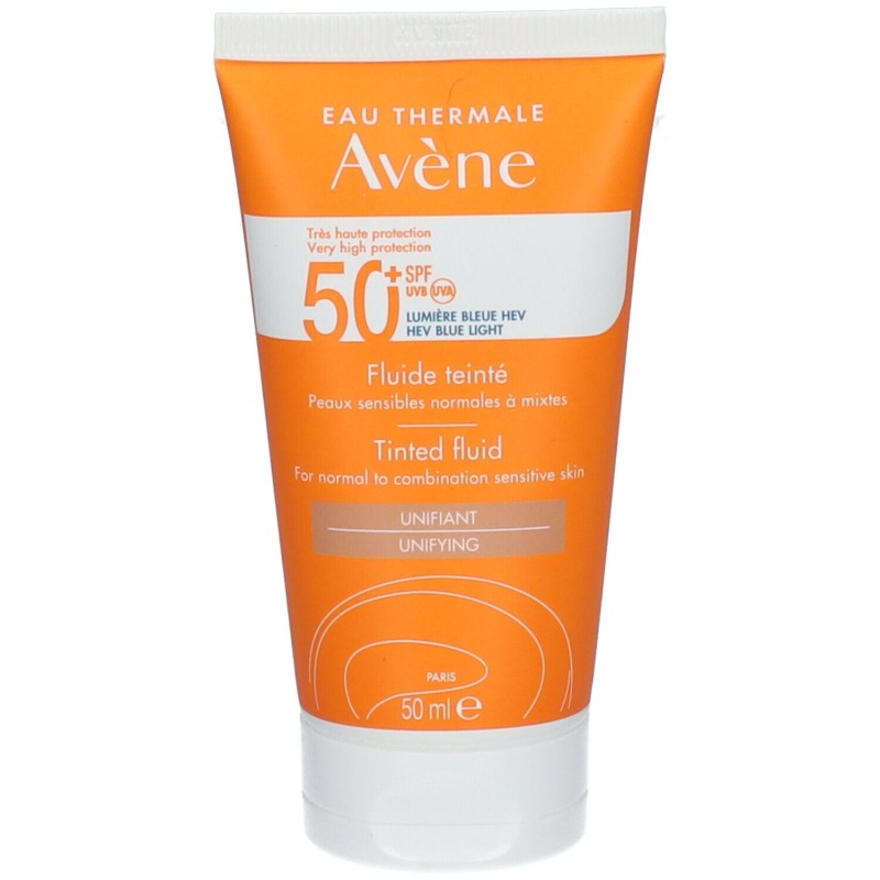 Primo piano di Avene Fluido Colorato Pelle da Normale a Mista SPF 50+ 50ml