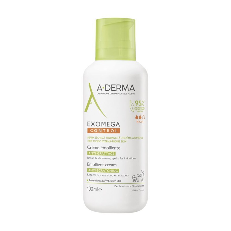 Foto illustrativa del packaging di A-Derma Exomega Control Crema Emolliente 400ml Foto illustrativa del packaging di A-Derma Exomega Control Crema Emolliente 400ml