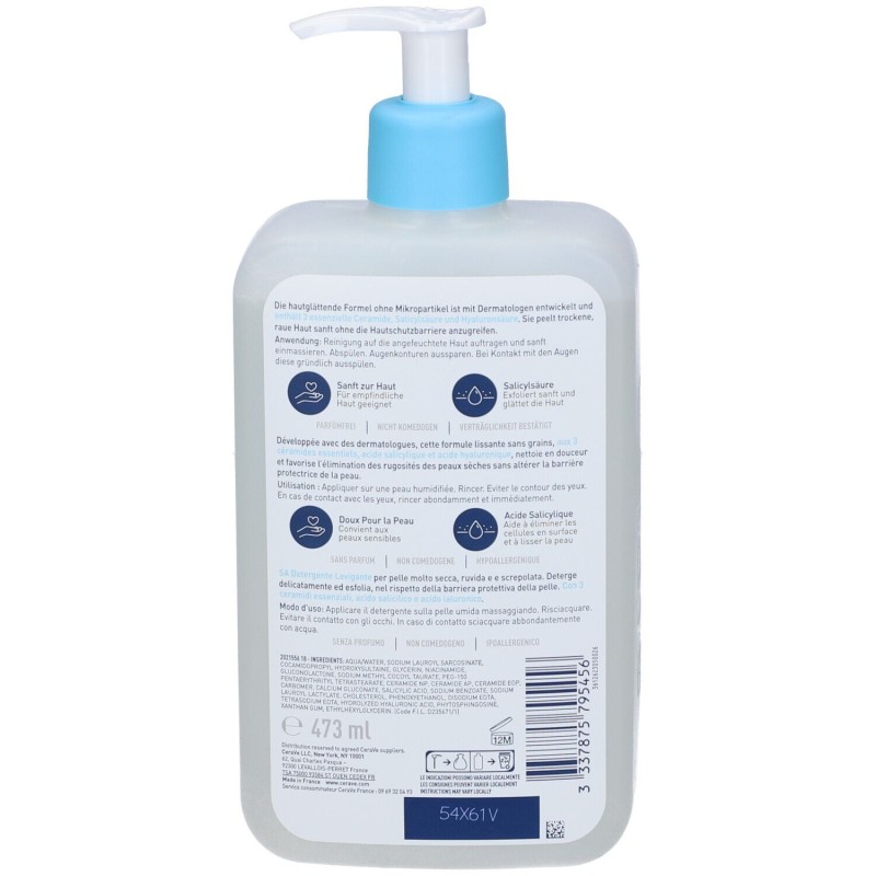 Foto illustrativa del packaging di CeraVe SA Detergente Levigante Pelli Secche, Ruvide e Screpolate 473ml Foto illustrativa del packaging di CeraVe SA Detergente Levigante Pelli Secche, Ruvide e Screpolate 473ml
