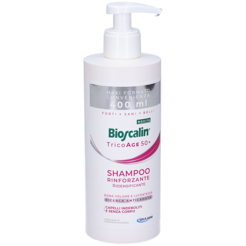 Scatola originale del prodotto Bioscalin Tricoage 50+ Shampoo Rinforzante 400ml Scatola originale del prodotto Bioscalin Tricoage 50+ Shampoo Rinforzante 400ml
