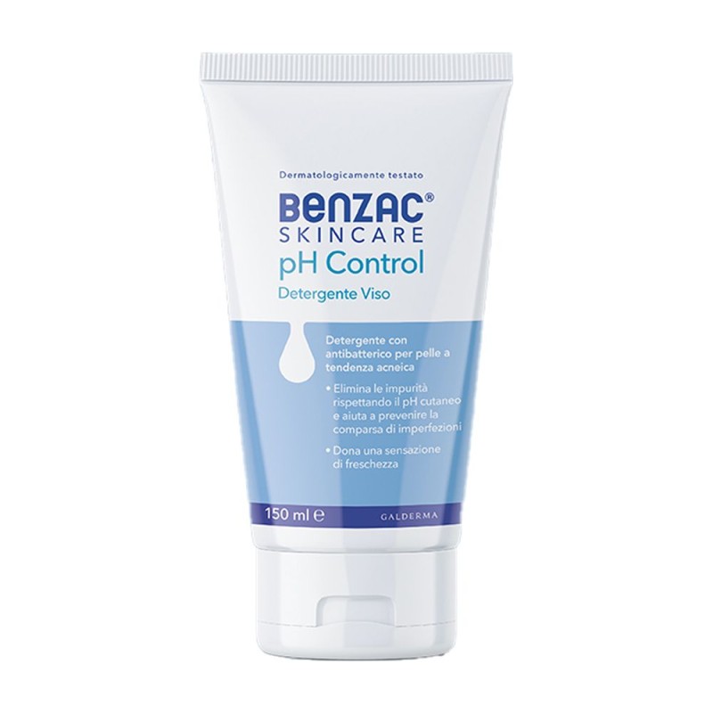 Primo piano di Benzac Skincare Ph Control Detergente Viso per Pelle Acneica 150ml Primo piano di Benzac Skincare Ph Control Detergente Viso per Pelle Acneica 150ml