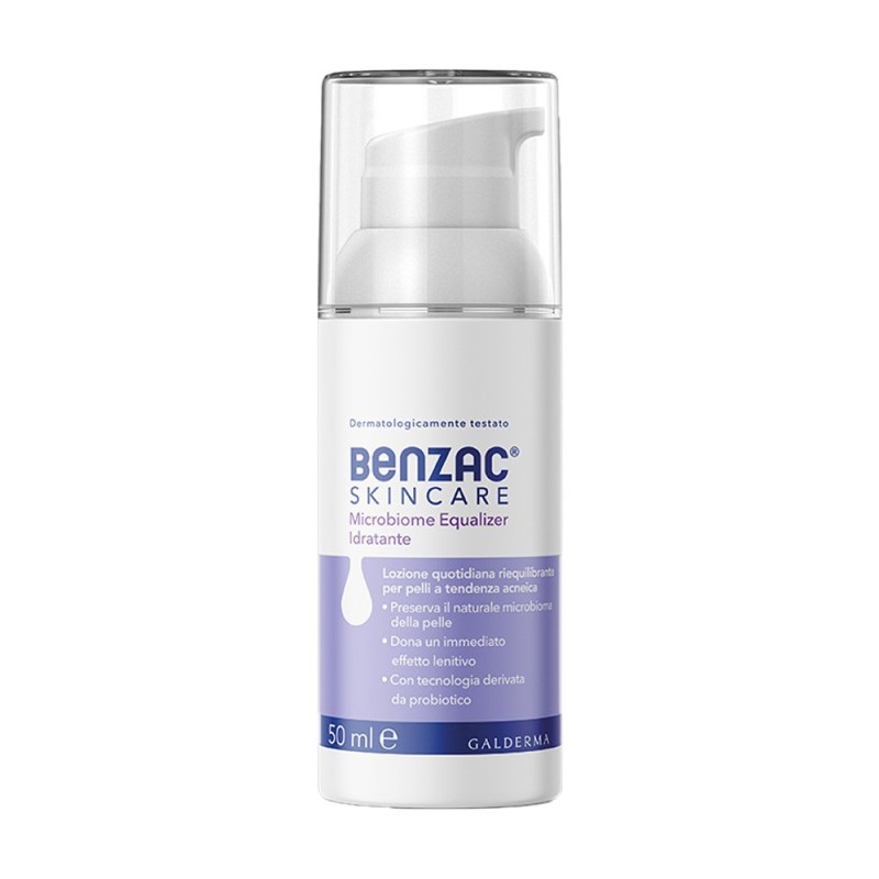 Packaging del prodotto Benzac Skincare Lozione Idratante Viso Pelle Acneica 50ml Packaging del prodotto Benzac Skincare Lozione Idratante Viso Pelle Acneica 50ml