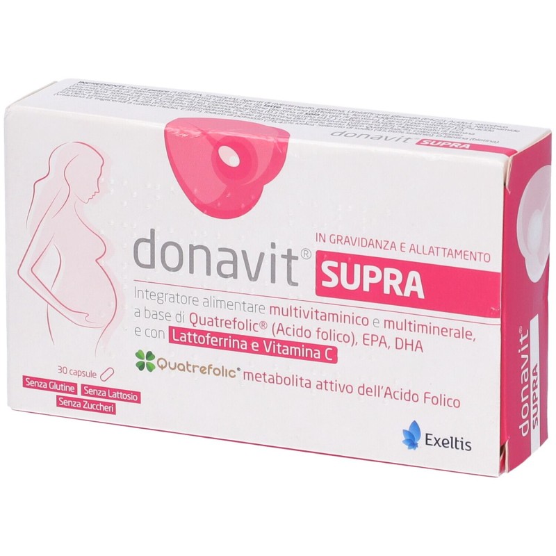 Scatola originale del prodotto Donavit Supra Integratore per Gravidanza e Allattamento 30 Capsule