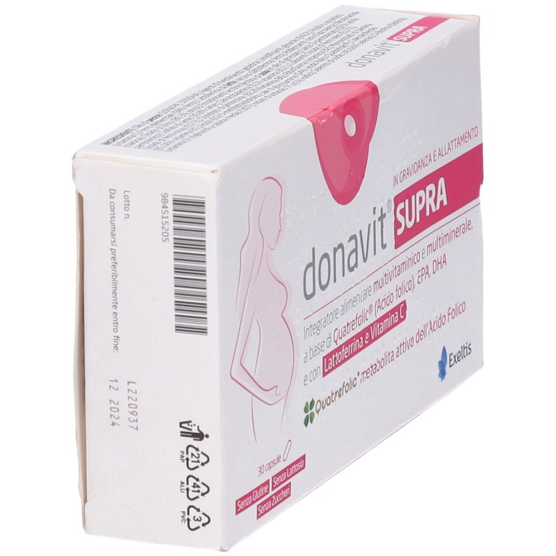 Packaging integro del prodotto Donavit Supra Integratore per Gravidanza e Allattamento 30 Capsule