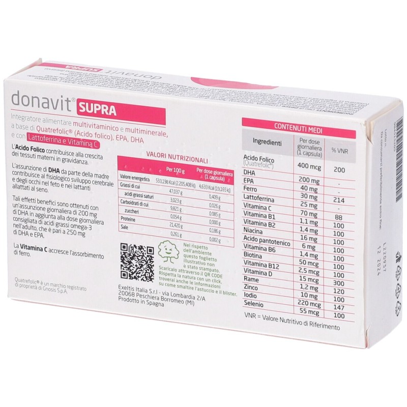 Foto ravvicinata di Donavit Supra Integratore per Gravidanza e Allattamento 30 Capsule