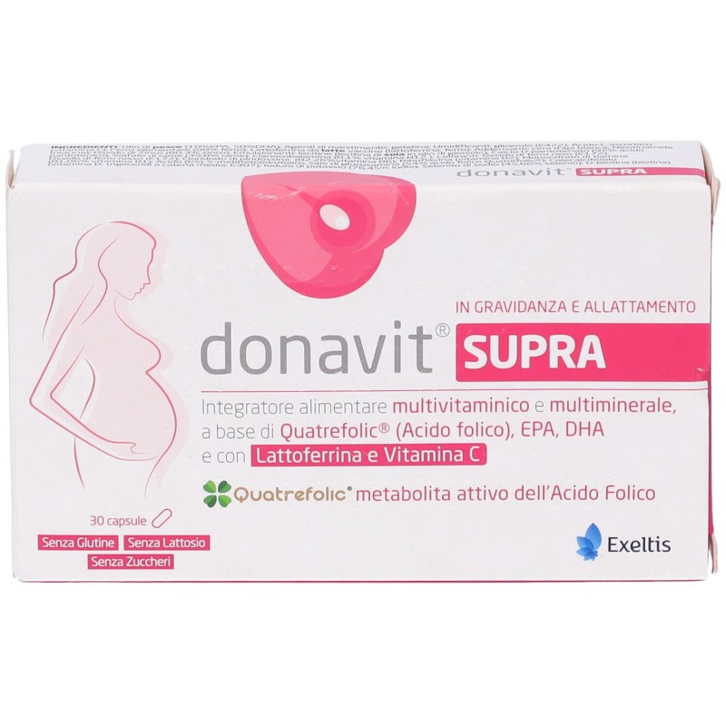 Foto illustrativa del packaging di Donavit Supra Integratore per Gravidanza e Allattamento 30 Capsule