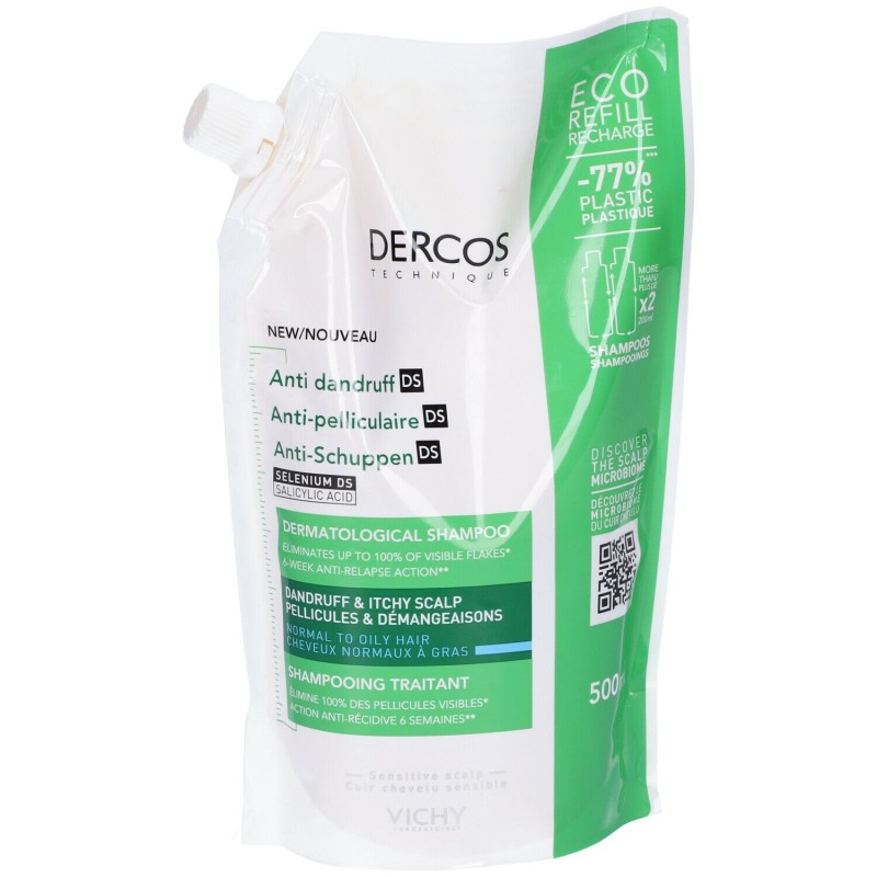 Primo piano di Vichy Dercos Shampoo Antiforfora Eco Ricarica 500ml Primo piano di Vichy Dercos Shampoo Antiforfora Eco Ricarica 500ml