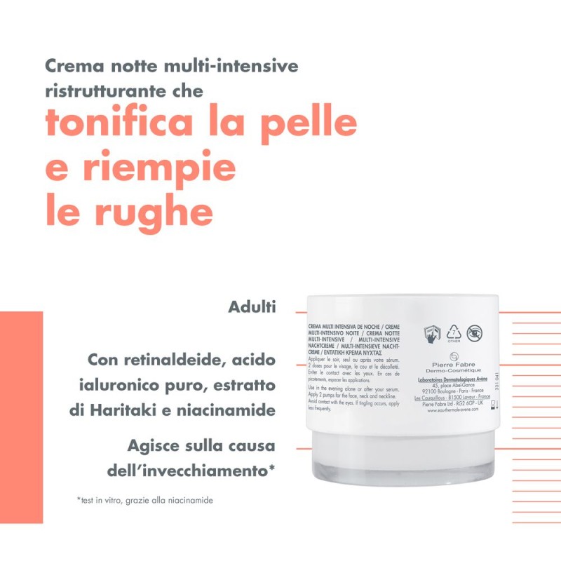 Scatola integra del prodotto Avene Hyaluron Activ B3 Crema Notte Intensiva Antirughe 40ml