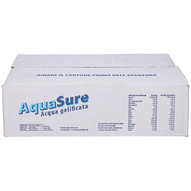 Confezione sigillata di Aquasure Acqua Gelificata Gusto Arancia 24 pezzi da 125g