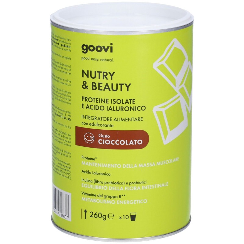 Scatola originale del prodotto Goovi Nutry & Beauty Integratore di Proteine Pelle e Muscoli Gusto Cioccolato Polvere 260g Scatola originale del prodotto Goovi Nutry & Beauty Integratore di Proteine Pelle e Muscoli Gusto Cioccolato Polvere 260g