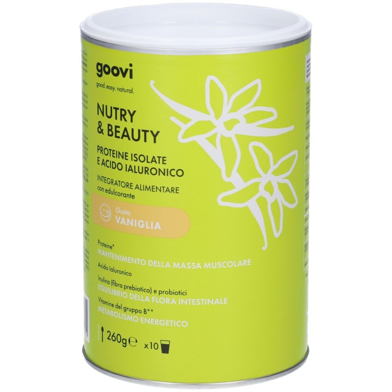 Confezione commerciale diGoovi Nutry & Beauty Integratore di Proteine Pelle e Muscoli Gusto Vaniglia Polvere 260g Confezione commerciale diGoovi Nutry & Beauty Integratore di Proteine Pelle e Muscoli Gusto Vaniglia Polvere 260g