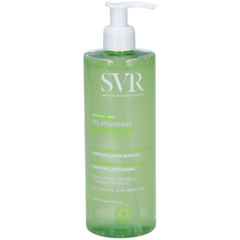 Foto esplicativa di SVR Sebiaclear Gel Moussant Detergente Purificante Formato Convenienza 400ml Foto esplicativa di SVR Sebiaclear Gel Moussant Detergente Purificante Formato Convenienza 400ml