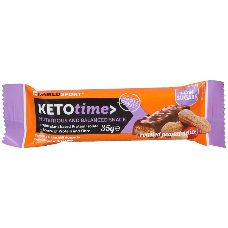 Foto illustrativa del packaging di Ketotime Bar Roasted Peanut per Dieta Chetogenica 35 g