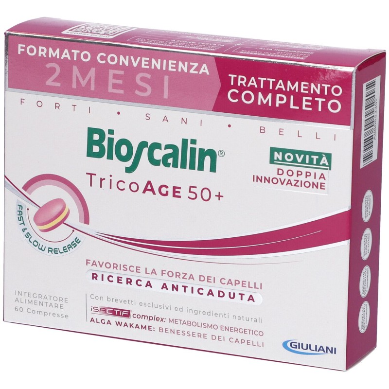 Foto ravvicinata di Bioscalin TricoAge 50+ Integratore Anticaduta Capelli Confezione Doppia 60 Compresse Foto ravvicinata di Bioscalin TricoAge 50+ Integratore Anticaduta Capelli Confezione Doppia 60 Compresse